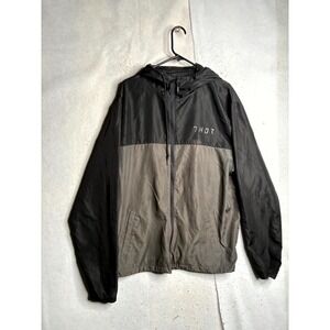 Thor Division Windbreaker Jacket Mens 2XL Charcoal Black Water-Resistant Hooded